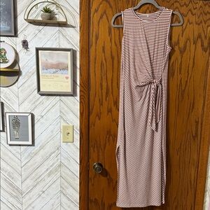 Striped Sleeveless Maxi Dress - Brown